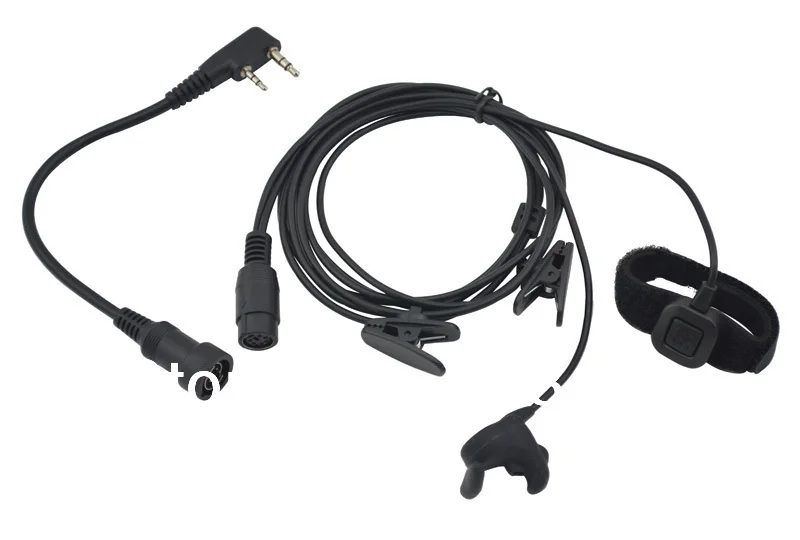 2-Kabel PRO Telinga Getaran Telinga Tulang W/Kabel Kontrol Jari PTT & MIC untuk Baofeng Kenwood Wouxun Quansheng Weierwei HYT Puxing