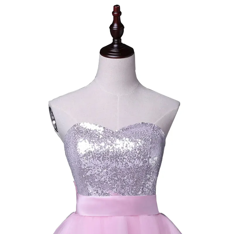 Hot sale sequin sexy mini prom party dress short bow A-line tulle dress