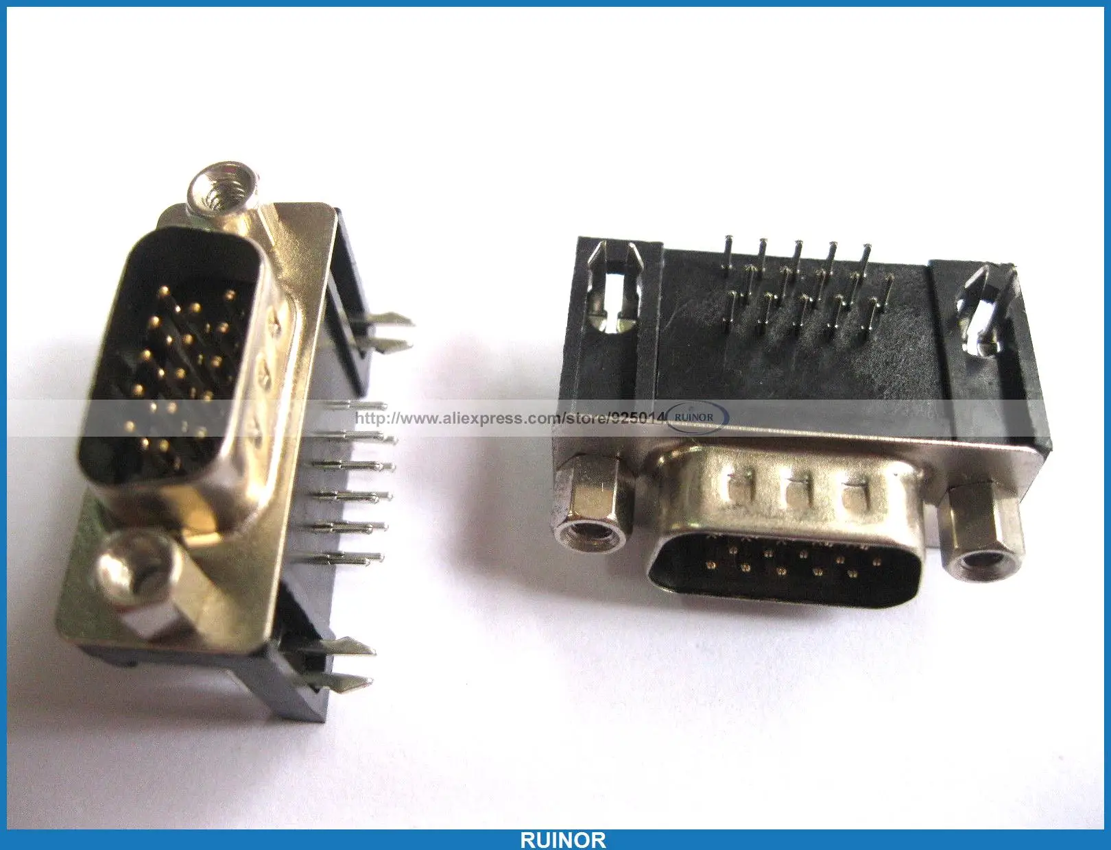 10 Pcs D Sub 15 Pin Male Connector Right Angle 3 Rows