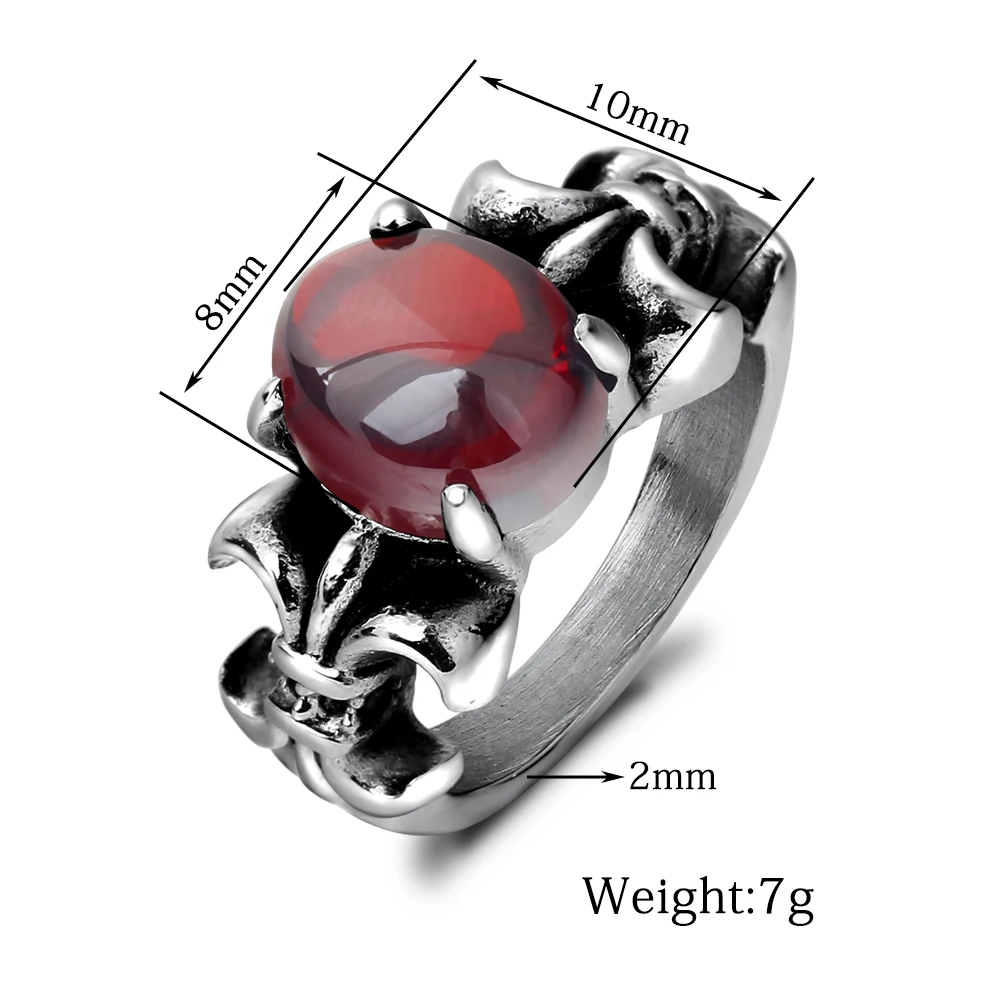 Retro men and women titanium steel ring with Claw Blue and Red Opal Gem hot selling jewelry accessoires rings for gift