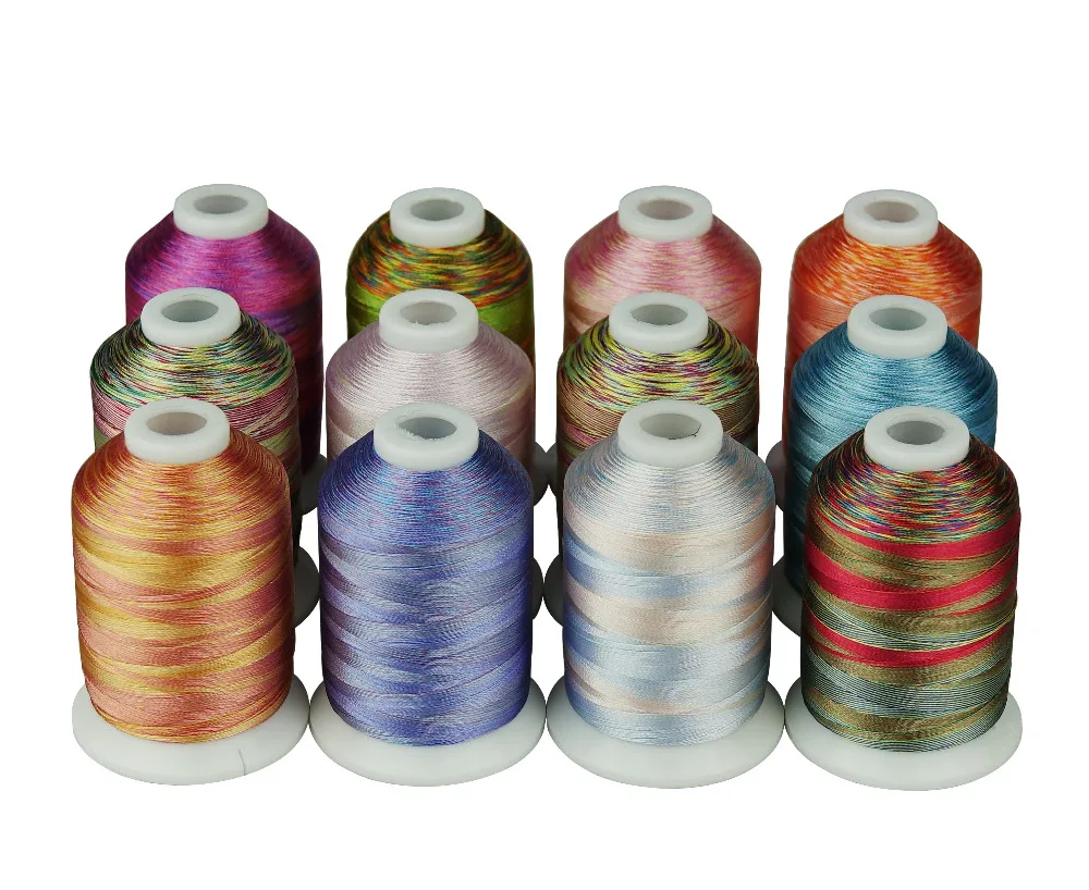 New Arrival SIMTHREAD 120D/2 Variegated Multi-Colors Polyester Embroidery Home Machine Thread