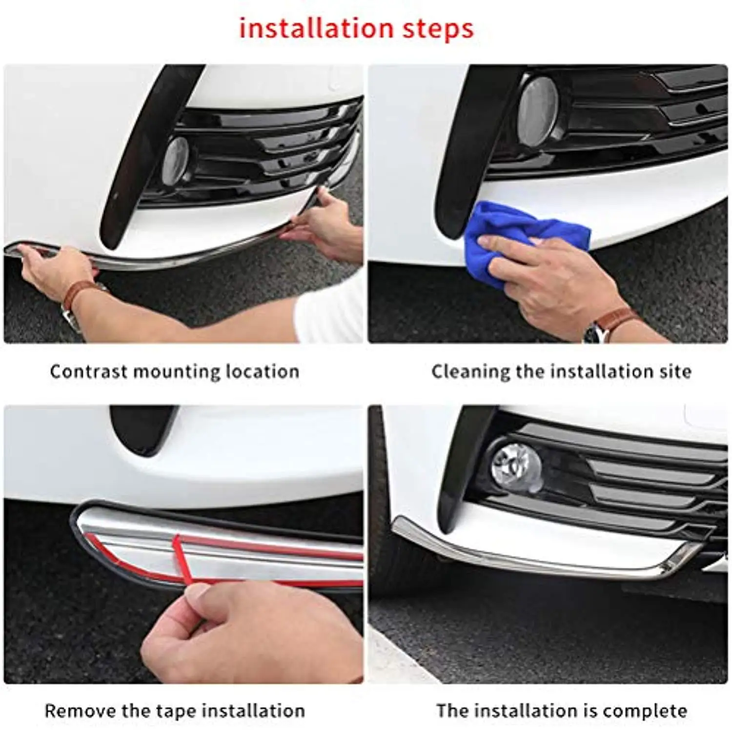 Fit for Corolla Altis 2017-2019 Car Front Head Side Corner Protection Trim Frame Styling Stainless Steel Car Bumper Strips 2pcs