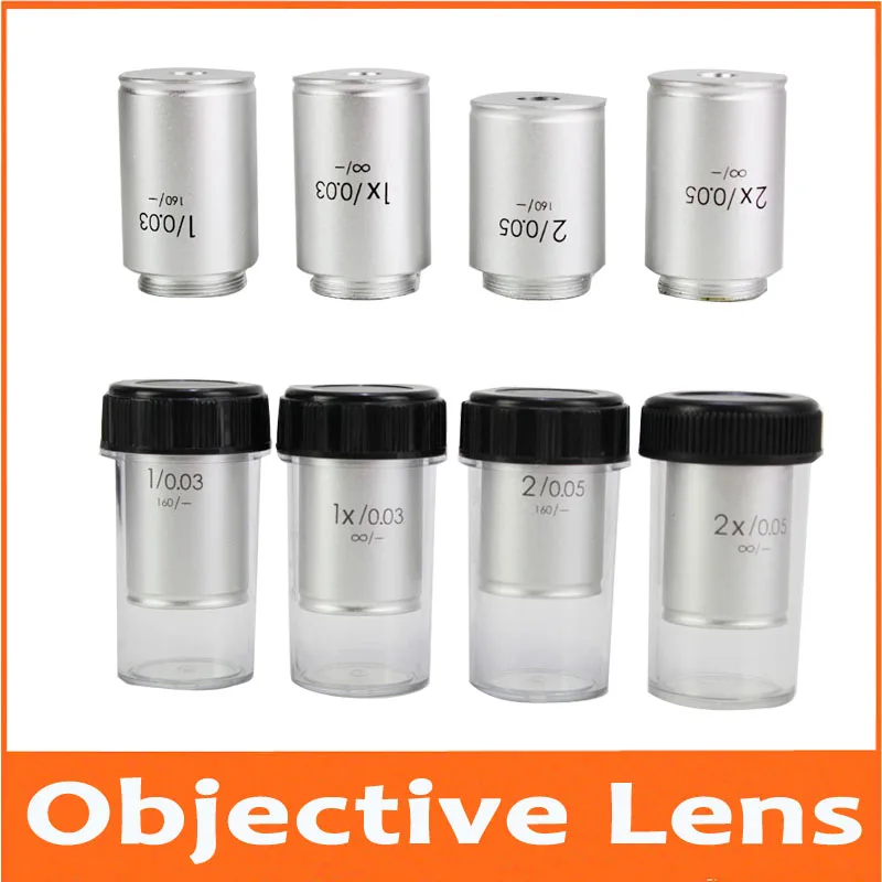 1X 2X Infinity 195 Lab Educatieve Biologische Microscoop Achromatische Objectief Optische Lens met Standaard RMS Draad 20.2mm