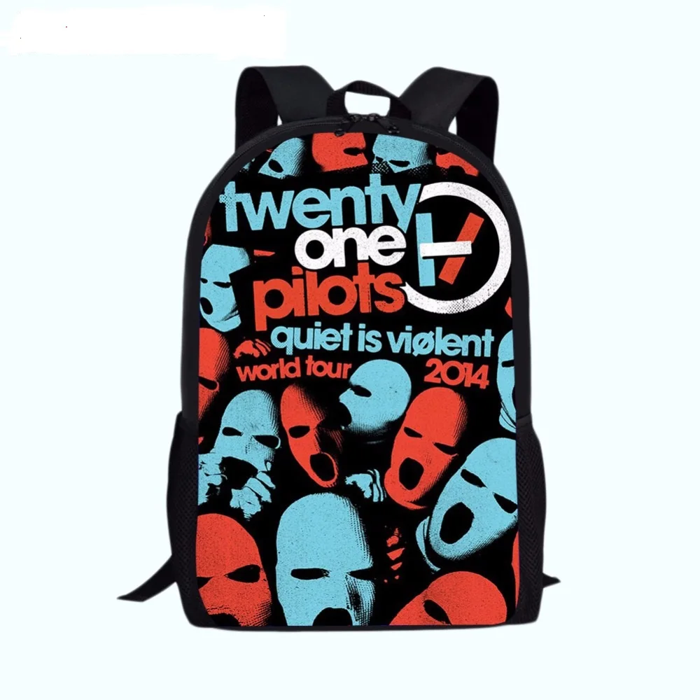 School Bags Twenty one pilots Backpacks rucksack black plecak Teenager Boys Girls Orthopedic Satchel wholesaleKids Bagpack