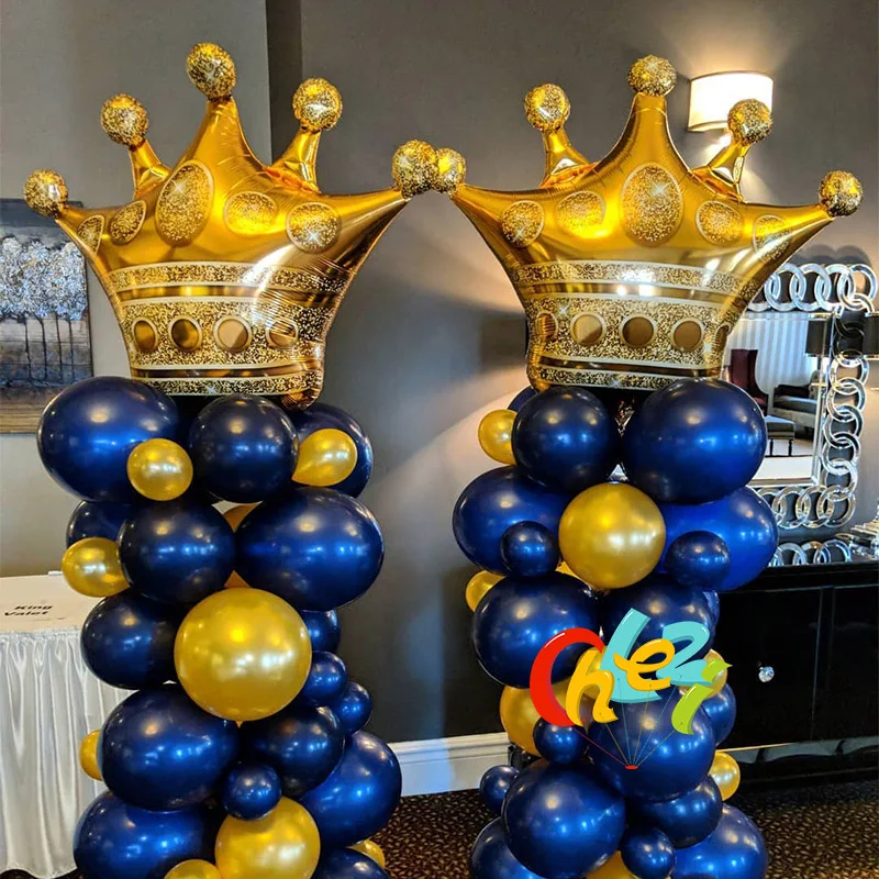 1pc Large Size Gold Crown Foil Balloons Prince Princess Baby Shower First Birthday Bachelorette Party Decorations Photo Props