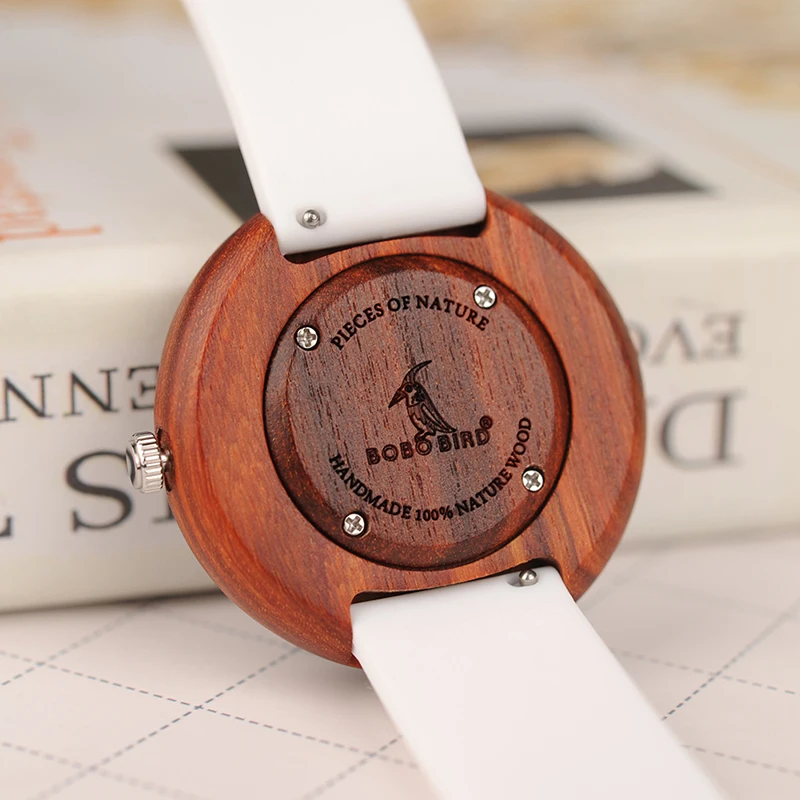 reloj mujer BOBO BIRD Women Watch Wood Silicone Band Quartz Wristwatches bayan kol saati with Gift Box Accept Dropshipping V-R28