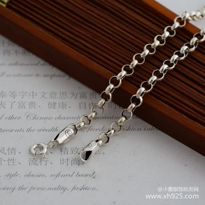 

Silver 925 Thai Silver Necklace Thick 3.5 mm Female 51 cm Long