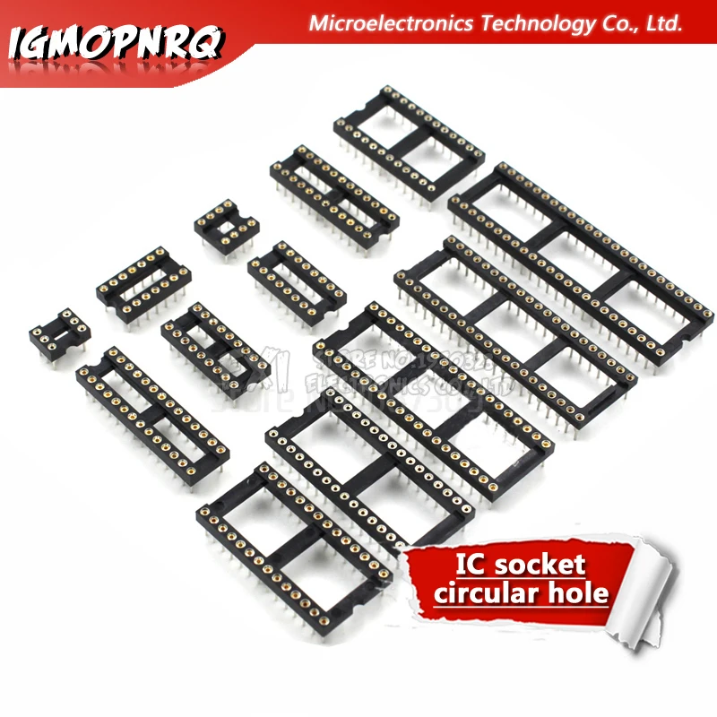 10PCS Round Hole IC socket Connector DIP 6 8 14 16 18 20 24 28 40 pin Sockets DIP6 DIP8 DIP14 DIP16 DIP18 DIP20 DIP28 DIP40 pins