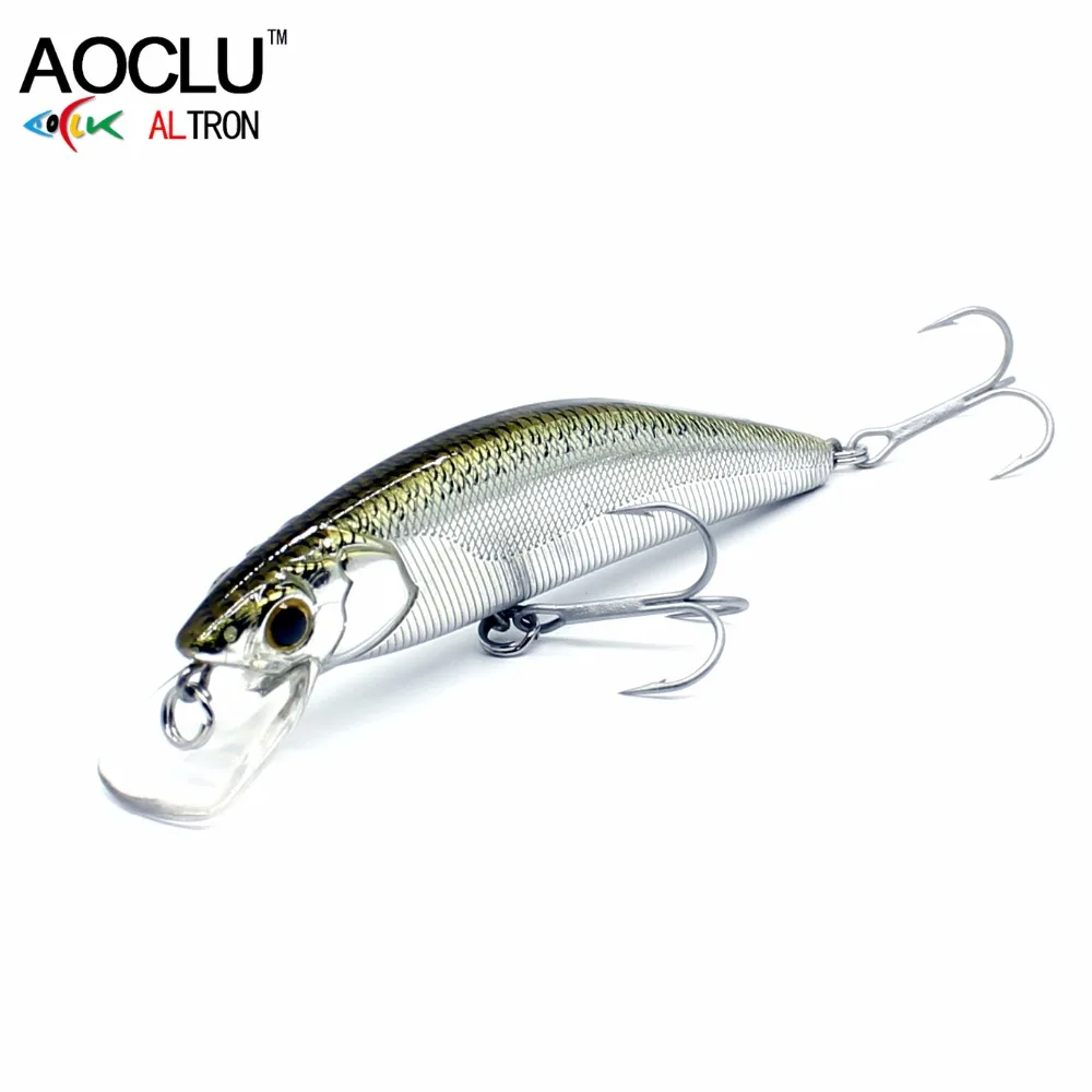 AOCLU Floating Wobbler Jerkbait 95cm 12.3g Diving 1.6m Deep Hard Bait Minnow Crank Lure Bass Yield Fishing VMC Hook Flat Body