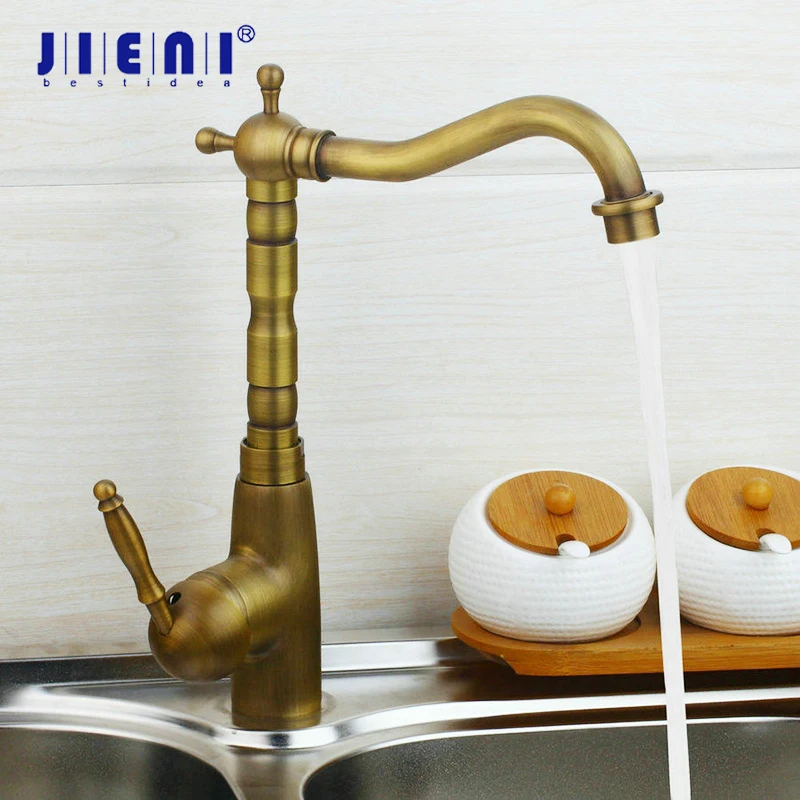 

JIENI Rotated Solid Brass Antique Brass Kitchen Basin Sink Swivel Faucet Mixer Taps Stream Faucet Vanity Brass Mixer Tap Faucets