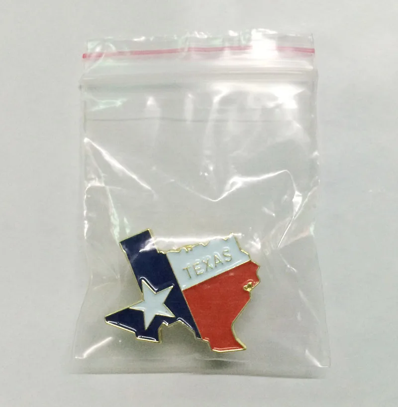 TEXAS Bandeira Pinos Pinos de Segurança Broches Pinos Para As Mulheres Feitas por Ferro 25.4mm de Largura da Placa de Níquel e um Botão de Borboleta MOQ100pcs