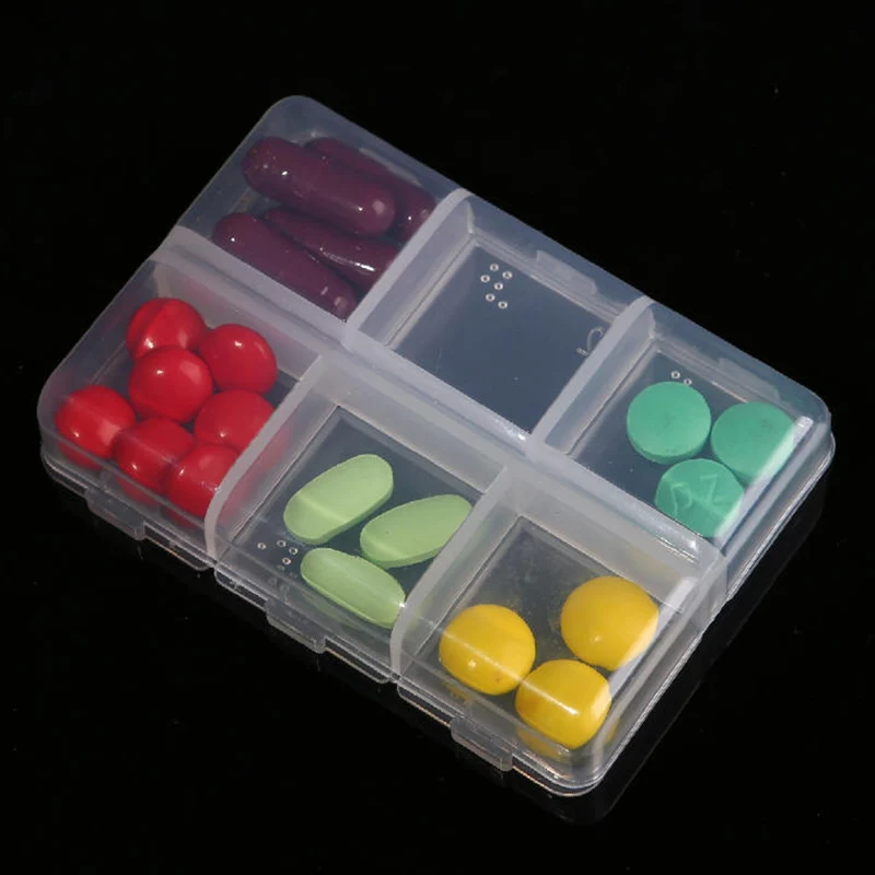 Braille Pill Cases 6 Cell Drugs Container Blind Tablets Storage Box Pills organizer stash Medicine Box Pharmacy Pillbox