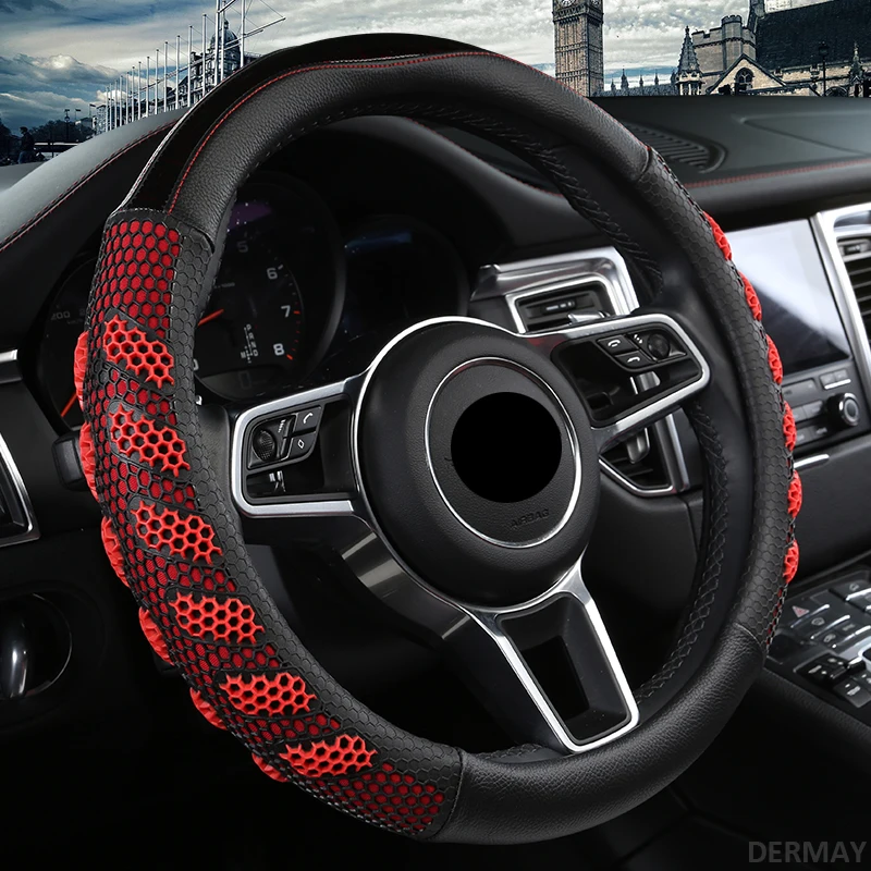 3D Leather Silica Gel Car Steering Wheel Cover Giving You Comfortable Driving Durable Breathable Auto Interior Accessories