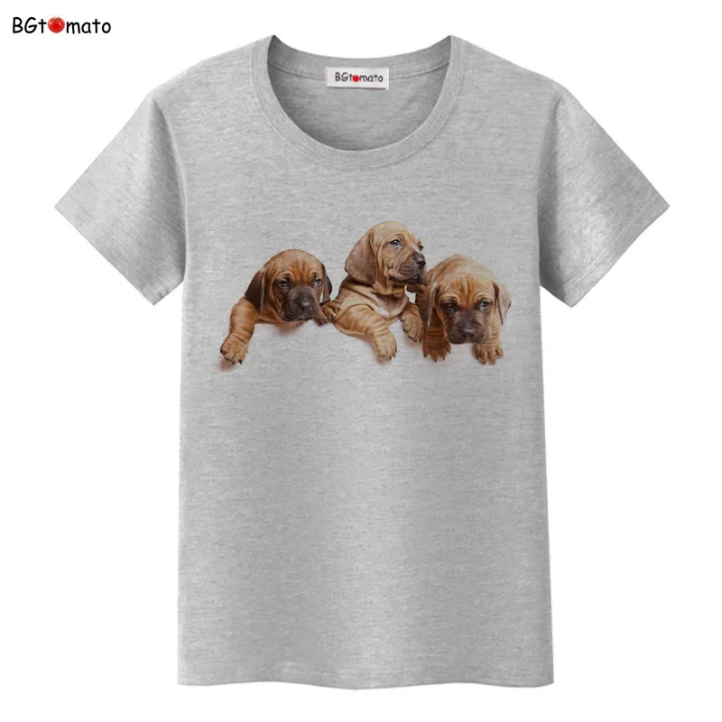 

Three good friend Lovely little dogs t shirt Women lovely pets cute 3D shirt Good quality brand soft shirt cool tops