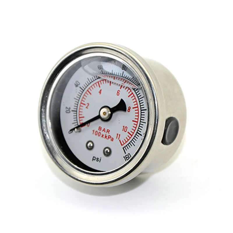 Fuel Pressure Gauge Liquid 0-160 psi Oil Press Gauge Fuel Gauge White Face Universal 1/8 NPT