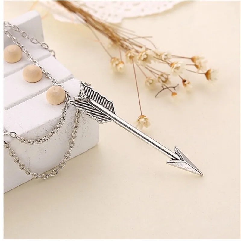 New Fashion Steampunk Minimalist Rock Vintage Arrow Pendant Chain Necklace For Women Jewelry Gift Men Clavicle Collier