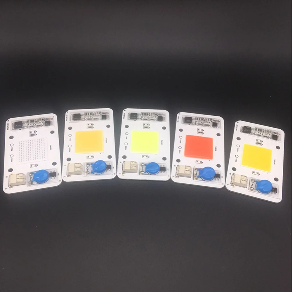 10PCS 50W 110V 220V COB High Power led chip built-in driver white LED, Full Spectrum LED Royal blue Warm white