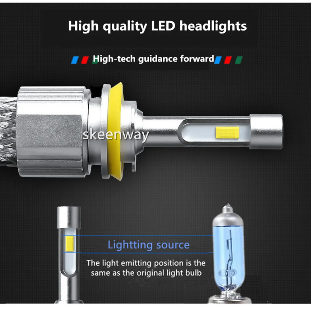 2PCS LED H1 H4 H7 9005 9006 9012 D2S D4S 880 881 H27 Car Headlight Led Fog Light H11 H8 96W 11520 Lumen Bulb 6000K auto headlamp