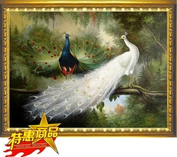 90*70cm Needlework,DIY Cross stitch,Full Embroidery kit set,Forest love bird peacock Cross-Stitch animal decor paint wholesale