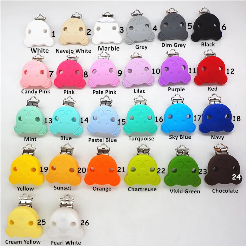 Chengkai 10pcs Silicone Bear Teething Clips DIY Baby Dummy Teether Pacifier chupetero Chain Craft Nurse Jewelry Toy Clip