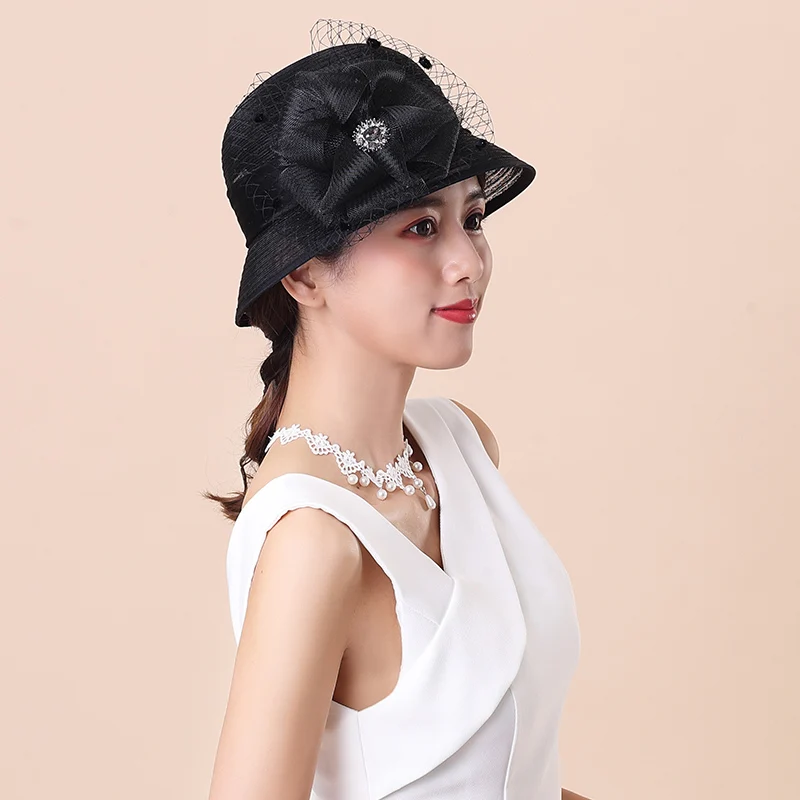 Female Hat Lady Fedoras Sunscreen Cap Fashion Royal Ascot Holiday Sun Protection Hats Cheltenham Festival Women Cool Caps H6614