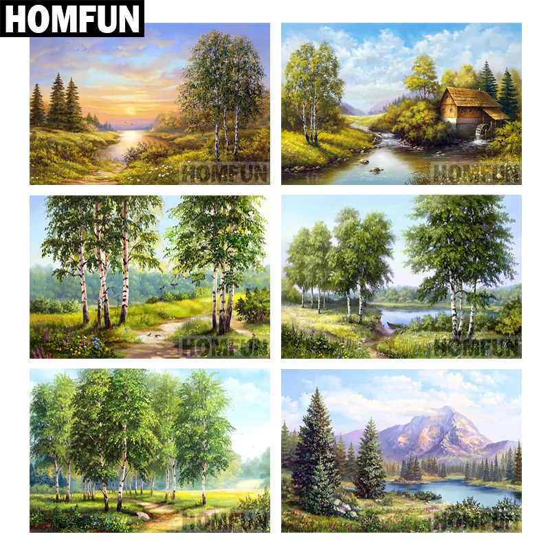 

HOMFUN Diamond Painting Cross Stitch "Forest Scenic" 5D DIY Diamond Embroidery Full Square/round Rhinestone Of Picture A06819