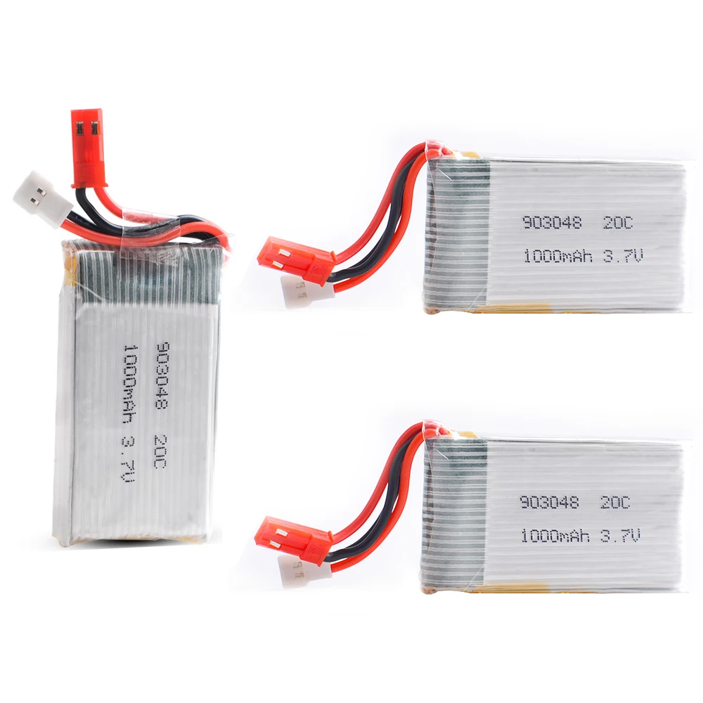 3pcs RC Drone Lipo Battery 3.7V 1000mAh SM / JST plug For H11D HQ898 RC Quadcopter Drone Battery Control Boat Car