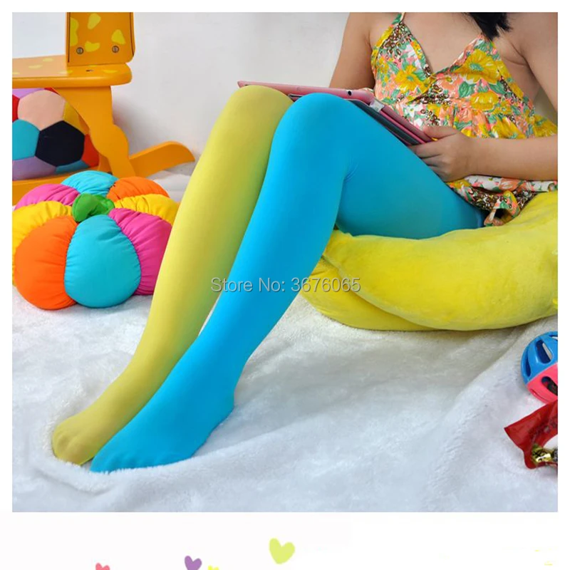 Girls candy color tights for baby kids cute velvet pantyhose contrast  Combination color girl spring/autumn warm dance stockings