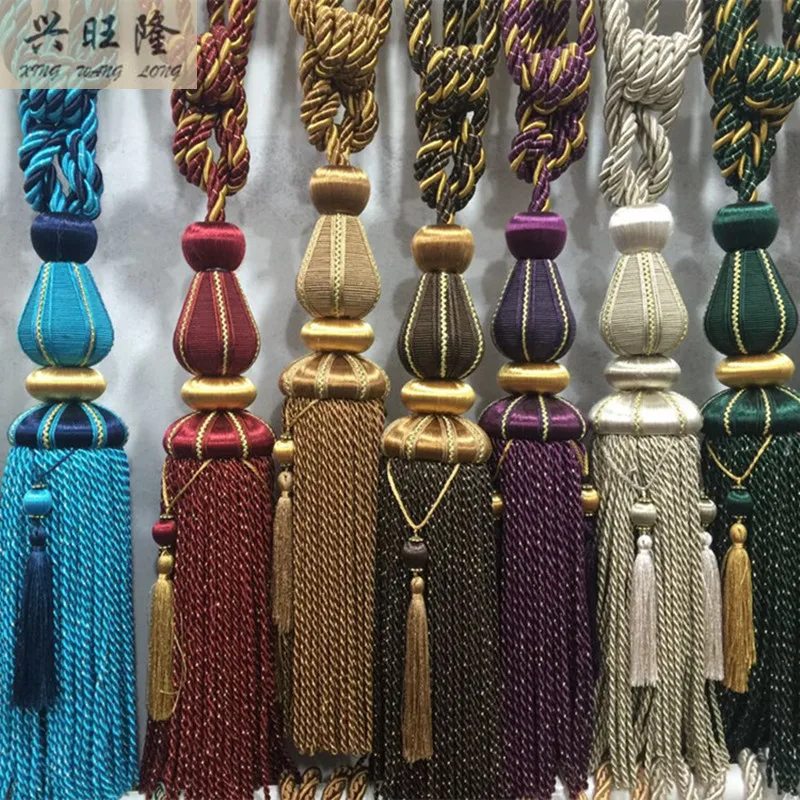 

XWL 1Pair Rayon Curtain Hanging Belt Balls Window Curtain Accessories Strap Tassel Tiebacks Buckle Home Decor Hanging Ropes