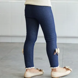 Mädchen dicker heißer Winter Frühling Jean Lower Bow Leggings Kinder Kinder 6 Hauptverkaufsjeans für Kinder - №1
