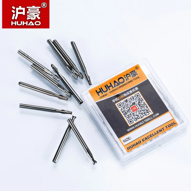 HUHAO 5 Pc/lot 3.175Mm 2 Seruling Spiral Router Bit untuk Kayu CNC End Mill Tungsten Carbide PCB Milling Cutter CNC Router Alat