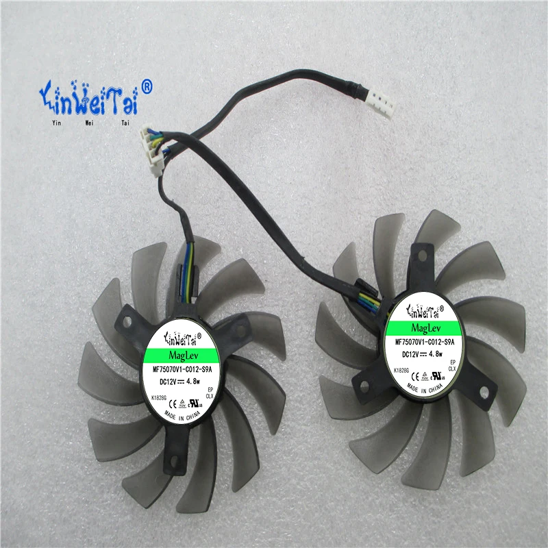 Free Shipping 2pcs/Lot T128010SH 75mm DC12V 0.25A For Gigabyte GV-R585OC-1GD GV-N460OC-1GI Graphics Card Cooling Fan