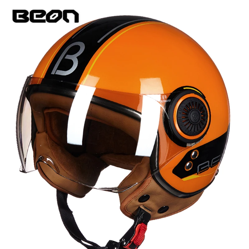 BEON vintage motorcycle helmets Jet ruby helmet Protective Gears 3/4 half helmet Scooter ECE DOT open face capacete B110B