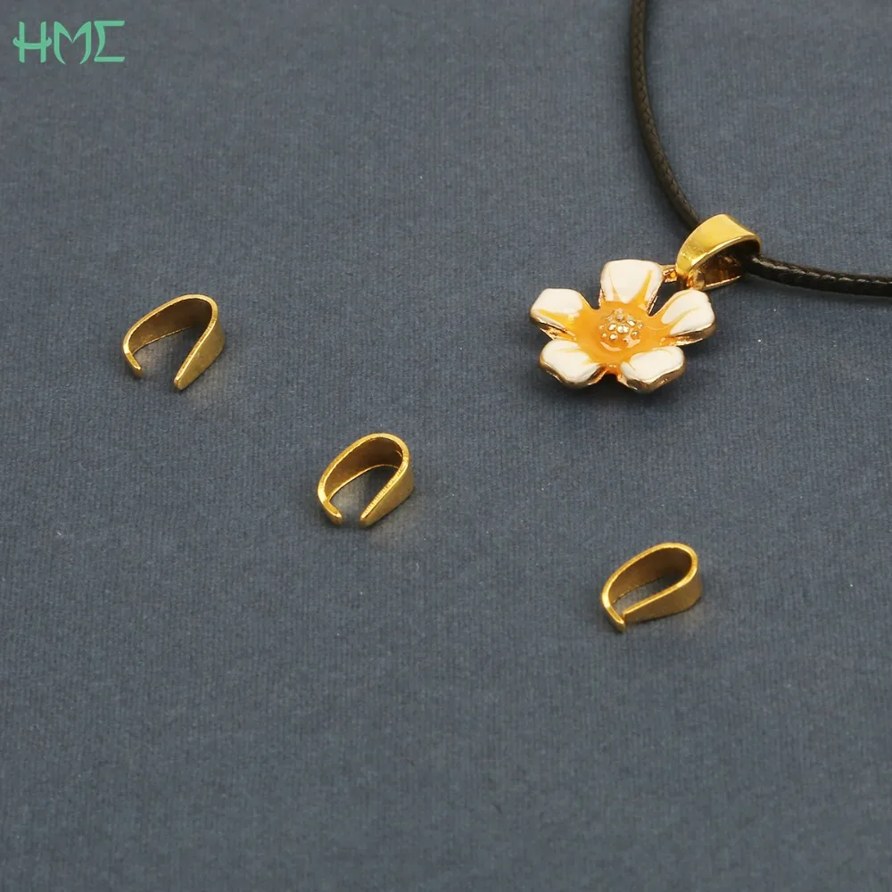 100pcs 4*9mm Iron Metal Loops Pendant Clips Pinch Bail Clasps Connector For DIY Jewelry Findings Pendant Bails Parts Accessories