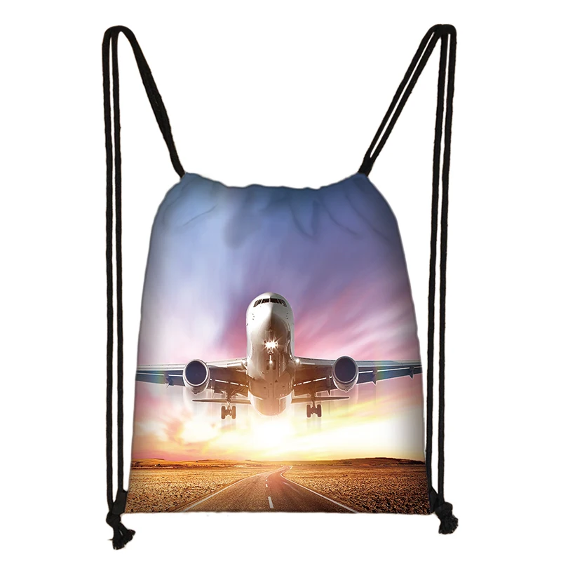 

Aircraft Travel Cartoon Kids Drawstring Backpack Shopping School Traveling Party Bags Gift 38*32CM