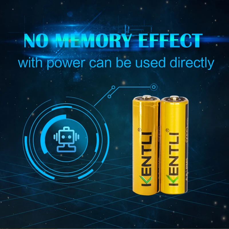 KENTLI 2 pz di batterie all'ingrosso buon imballaggio AA 1.5 V li-ion in digitale batteria al litio 2400mWh