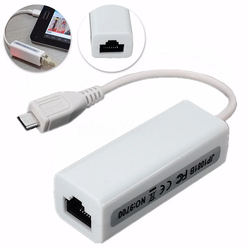 New Micro USB 2.0 5P to RJ45 Networks Lan Ethernet Cable Converter Adapter for Tablet PC EM88