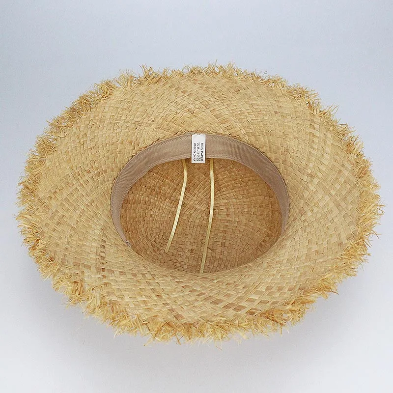 Natural Large Wide Brim Raffia Straw Children Hats Woven Circle Beach Girl Cap Summer Hollow Out Big Straw Child Hat 2019