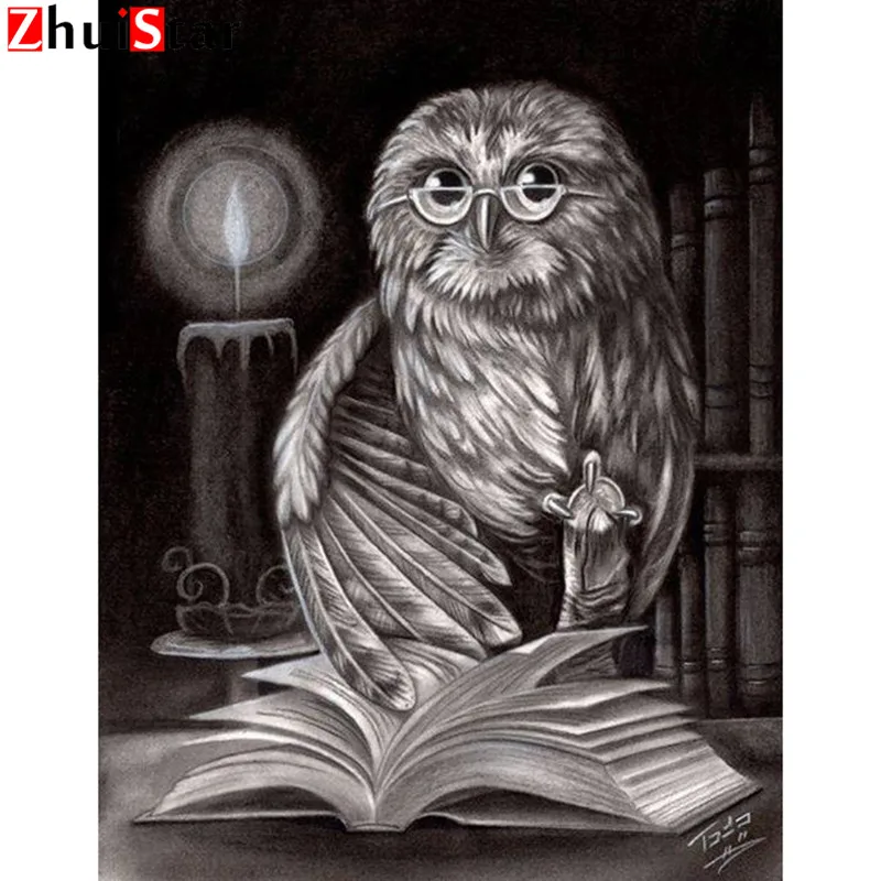 Full DIY 5D Diamond Painting cartoon Learned Owl Cross Stitch square Diamond Embroidery Patterns rhinestones Diamond Mosaic XY1