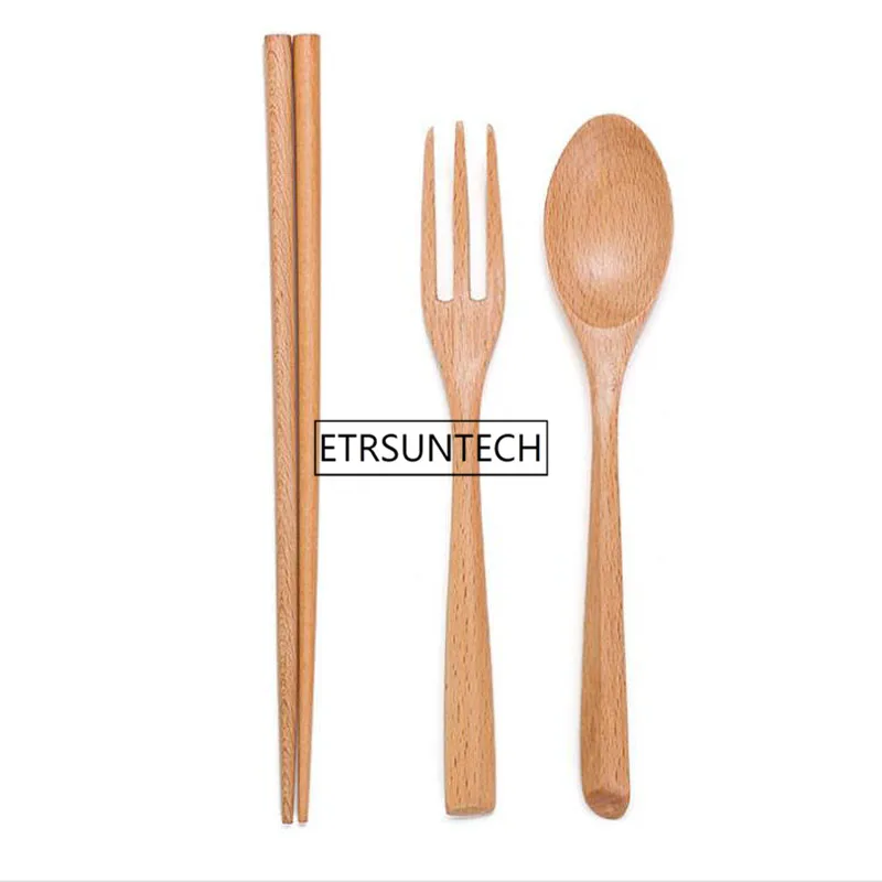 Beech Wood Dinnerware Sets Wooden Cutlery Utensils Tableware For Dinner Picnic Camping