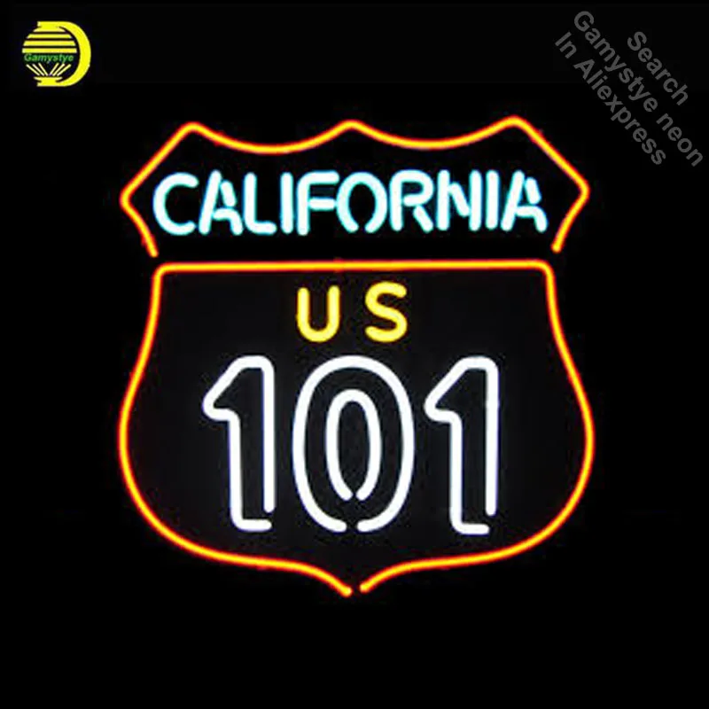 CALIFORNIA 101 Neon Sign Road neon Signs Glass Tube neon lights Recreation Room Windows Iconic Sign Neon Light Lamps Room Decor