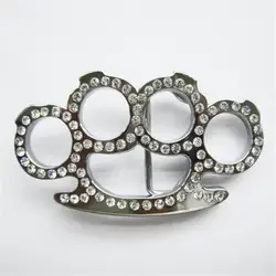 Hebilla de cinturón con diamantes de imitación 3D, de plata brillante, también disponible en BUCKLE-T030 de EE. UU.