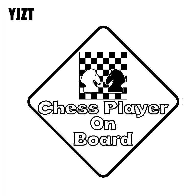 YJZT 16CM*16CM Chess Player On Board Magnet Sticker Vinyl Car Decal Stickers Black/Silver C10-00574