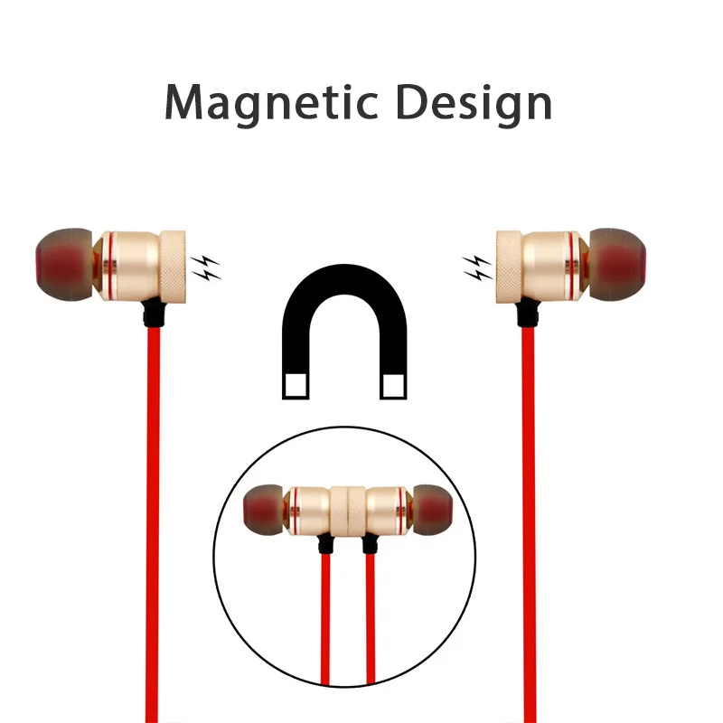 Magnet Wireless Bluetooth Headphone Shock Bass Multiple Noise Reduction Connect to 2 Phones for Samsung Galaxy J5 J7 Prime