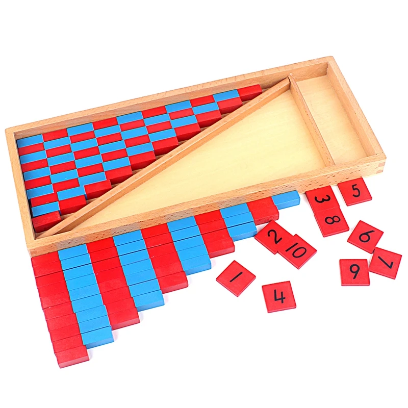 Brinquedo do bebê pequenas hastes numéricas montessori matemática 1-25cm vermelho & azul hastes matemática brinquedo aprendizagem & educação clássico madeira crianças brinquedos