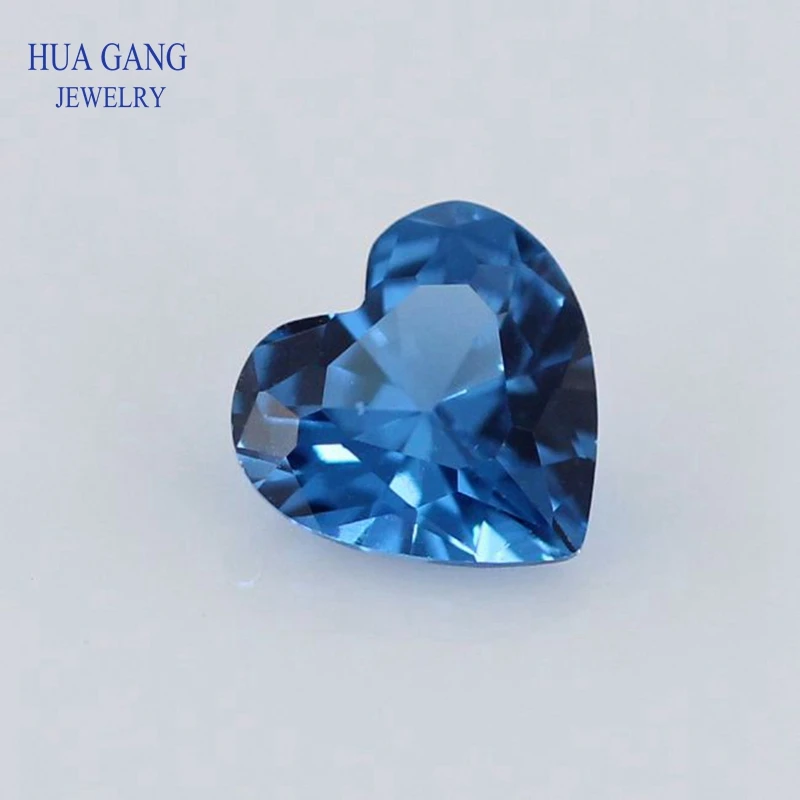 120# Spinel Blue Heart Shape Brilliant Cut Synthetic Spinel Stone For Jewelry Size 3x3-10x10mm