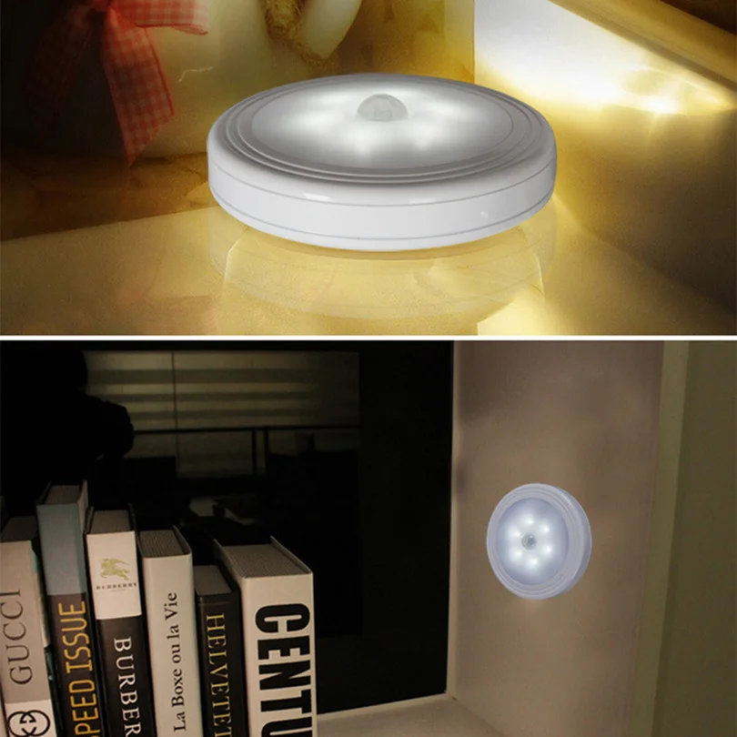 Smart Body Motion Sensor 6 LED Night Light Wireless Detector Hallway Pathway Closet Wall Lamp Light With Magnet Auto On/Off