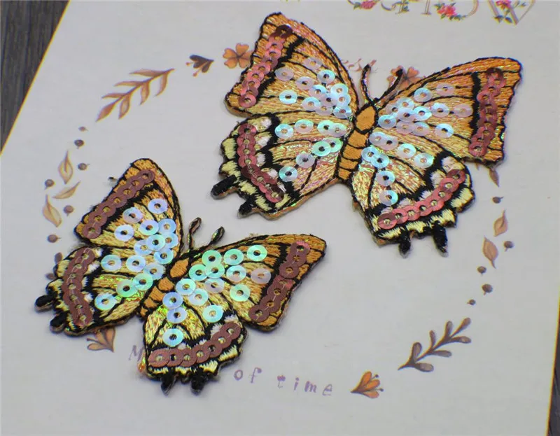 AHYONNIEX Marke 1PC pailletten schmetterling patch Eisen auf patches für kleidung kostüm kleber stickerei paste rock dekoration – Detail 11