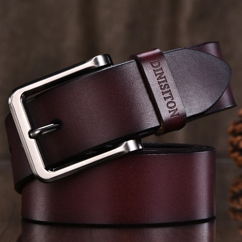 DINISITON 2019 High Quality Genuine Leather Men Designer Belt Brand Strap  Fashion Pin Buckle Jeans Casual Male Metal Homme