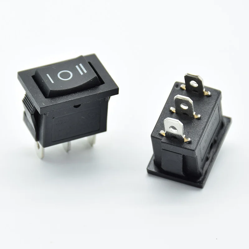 5 SZTUK/lot 21 * 15 * 21 mm czarny SPDT On/Off/On AC 6A/250V 10A/125V 3-pinowy przełącznik kołyskowy łodzi Trzeci bieg 3-pozycyjny